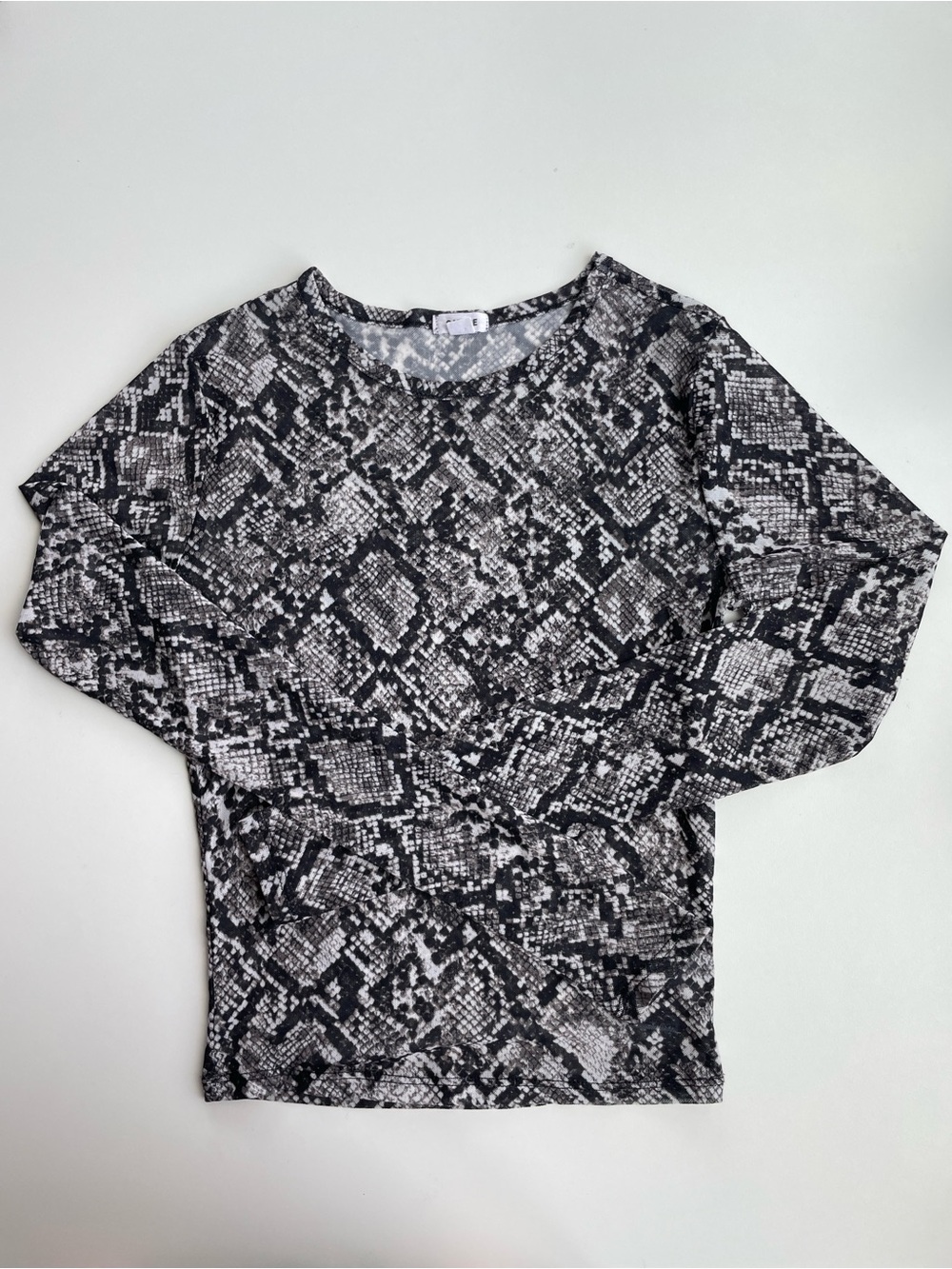 Garage Black & White Snake-Print Long Sleeve Tee
